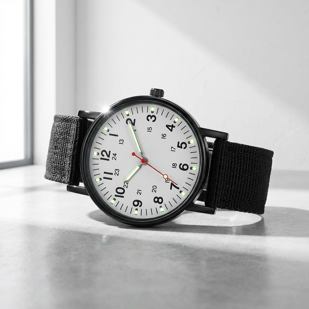 Černé svítící pánské hodinky Midnight – klasický design