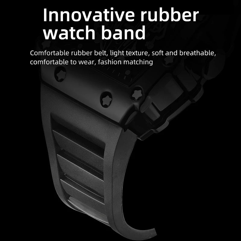 Stealth Square Sport Watch – Luminous Black Dial