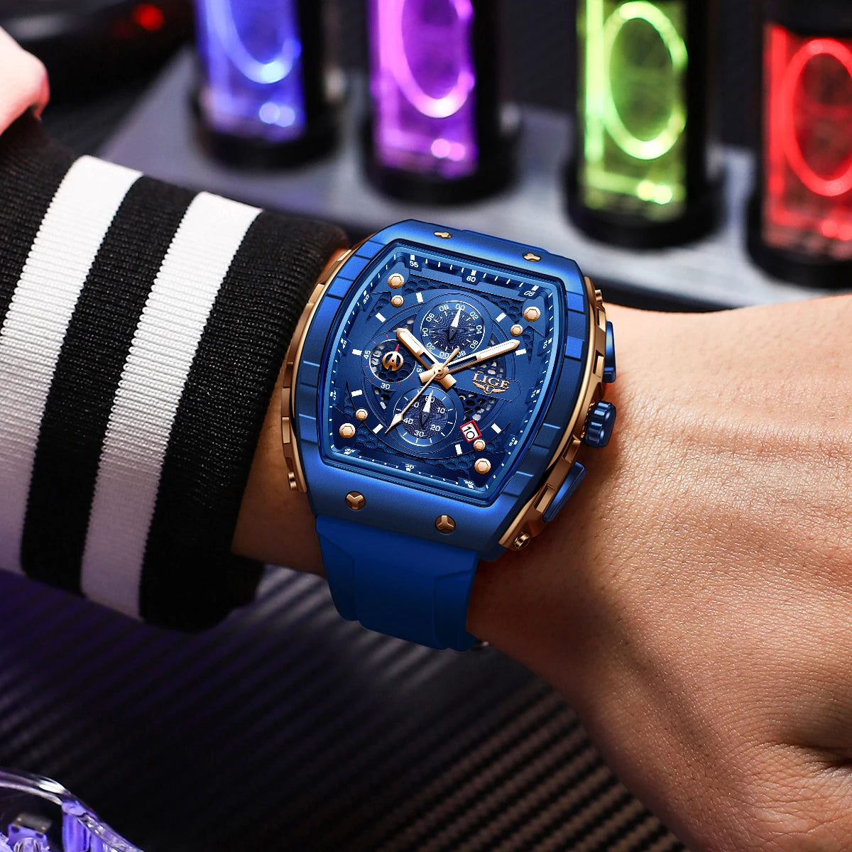 Popwatch Examples Square Chronograph Watch – Integrated Steel Design – PopWatch
