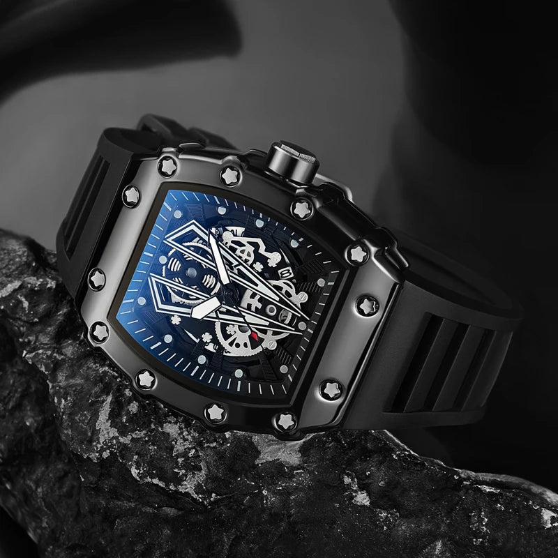 Stealth Square Sport Watch – Luminous Black Dial