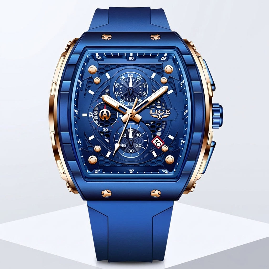 Square Chronograph Watch – Integrated Steel Design – PopWatch
