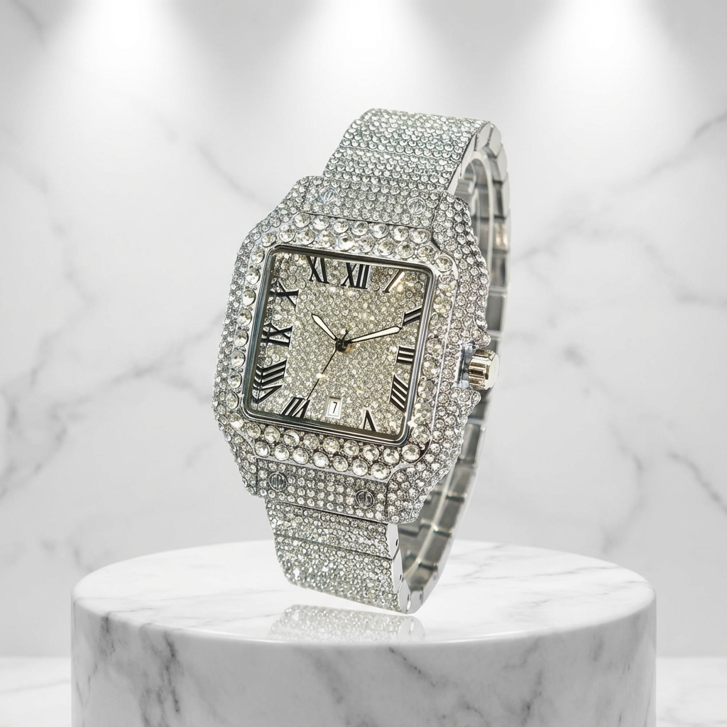 Women's Diamond Square Watch – Luxury Gold Fashion