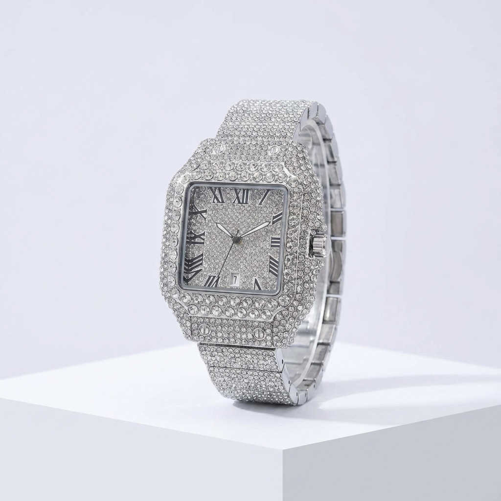 Women's Diamond Square Watch – Luxury Gold Fashion