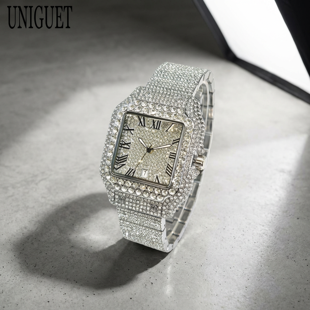Women's Diamond Square Watch – Luxury Gold Fashion