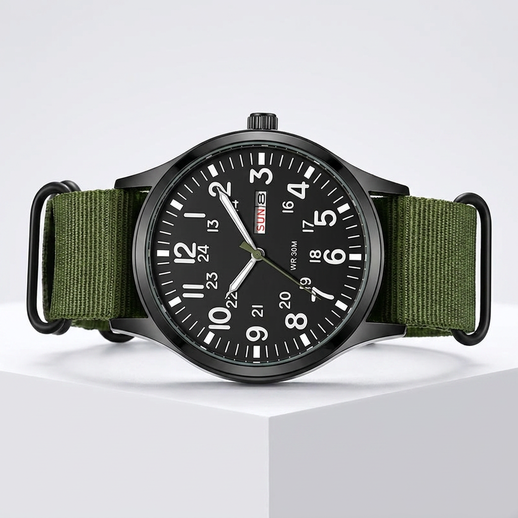 Field Watch — 24‑Hour Dial and Luminous Hands