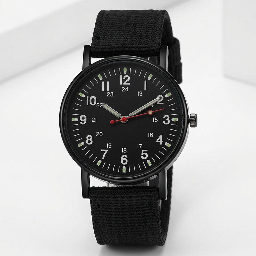 Černé svítící pánské hodinky Midnight – klasický design