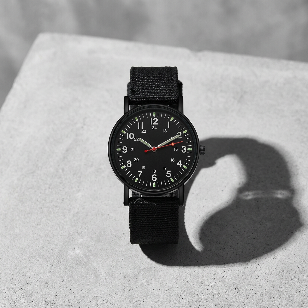 Černé svítící pánské hodinky Midnight – klasický design