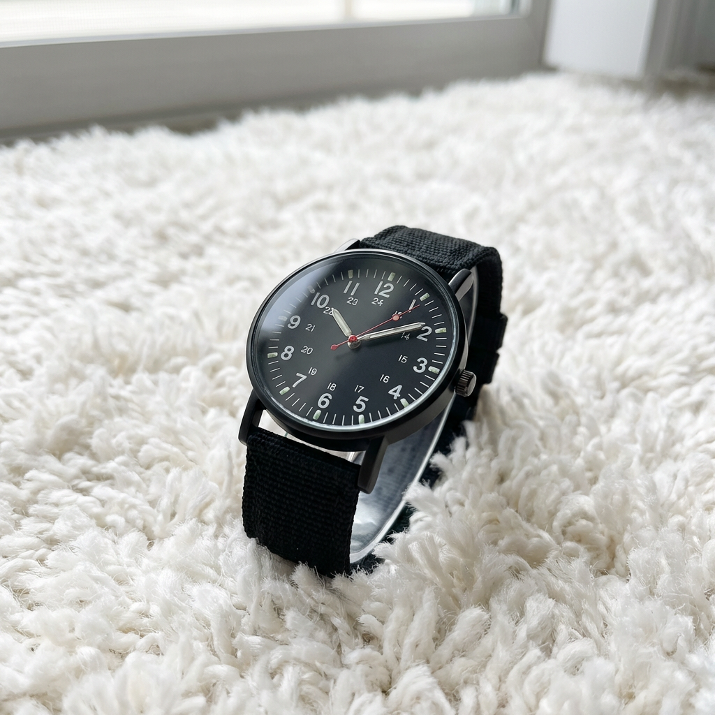 Černé svítící pánské hodinky Midnight – klasický design