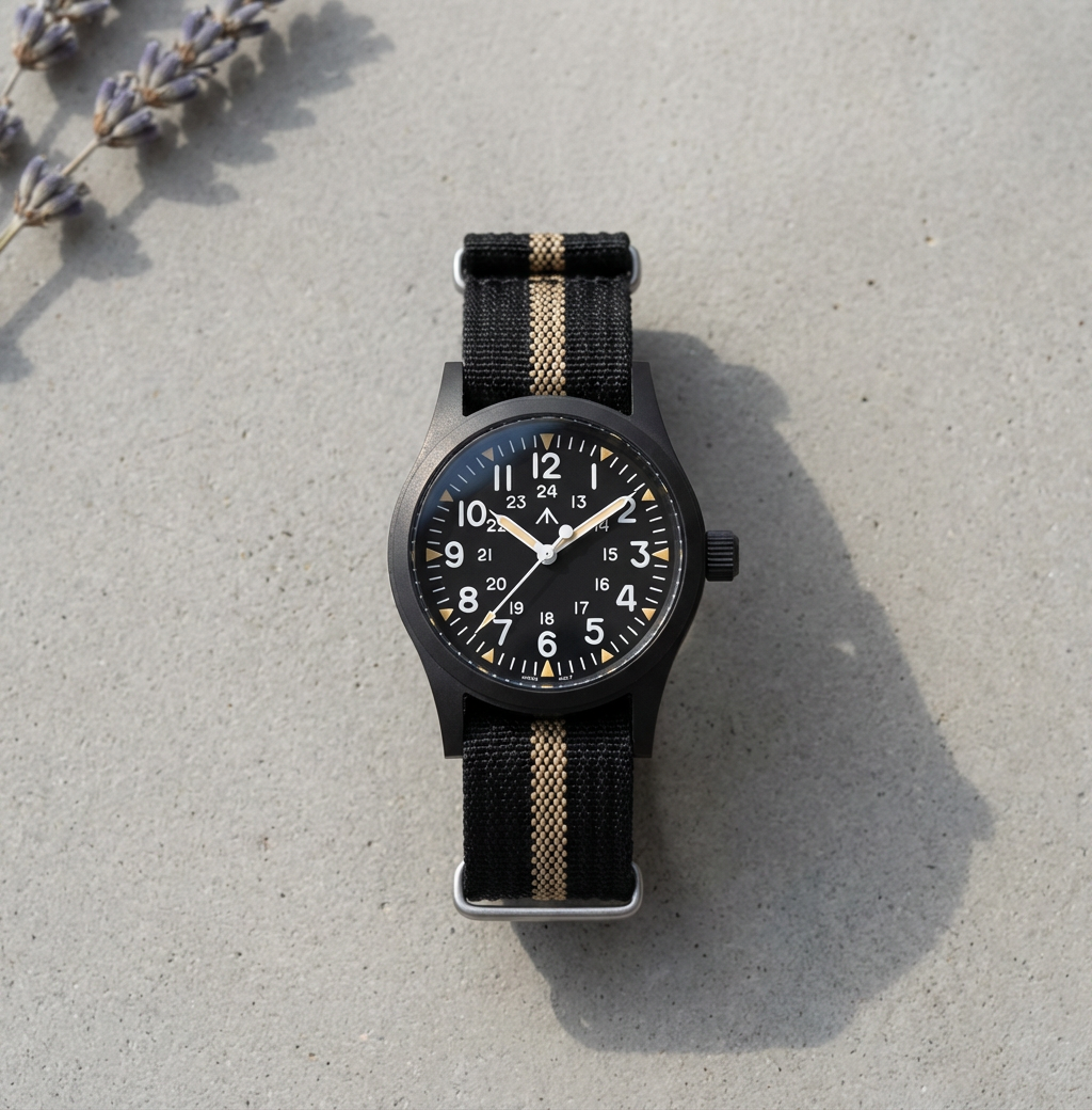 Vintage vojenské field hodinky – 38mm VH31